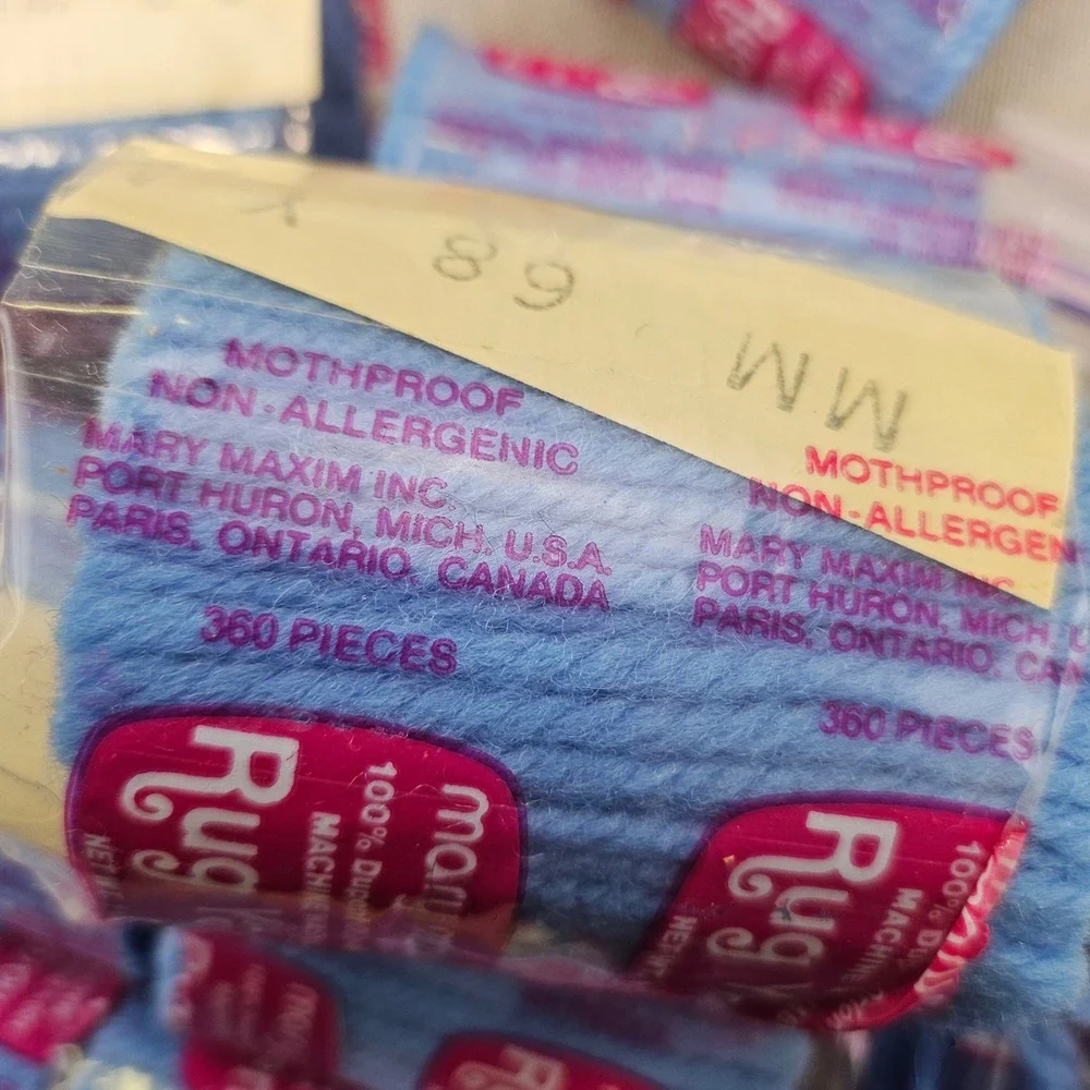 Mary Maxim Rug Yarn Lot 10 Bundles Light Blue 100% Orlon Acrylic Vintage Pre-Cut